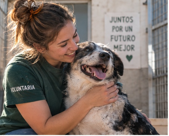 Protectora cuidando a un perro